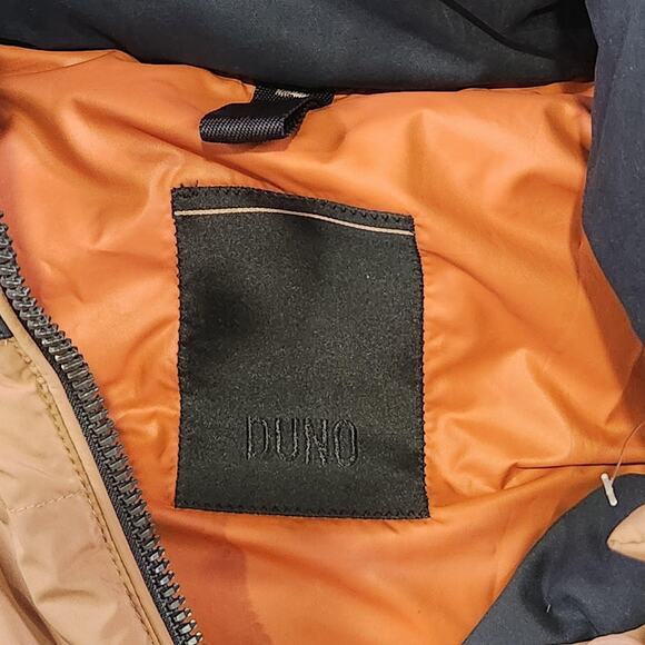 Duno Jacket Mens L? Brown Plaid Hooded Puffer Winter Coat Down Insulated Warm - Picture 8 of 16